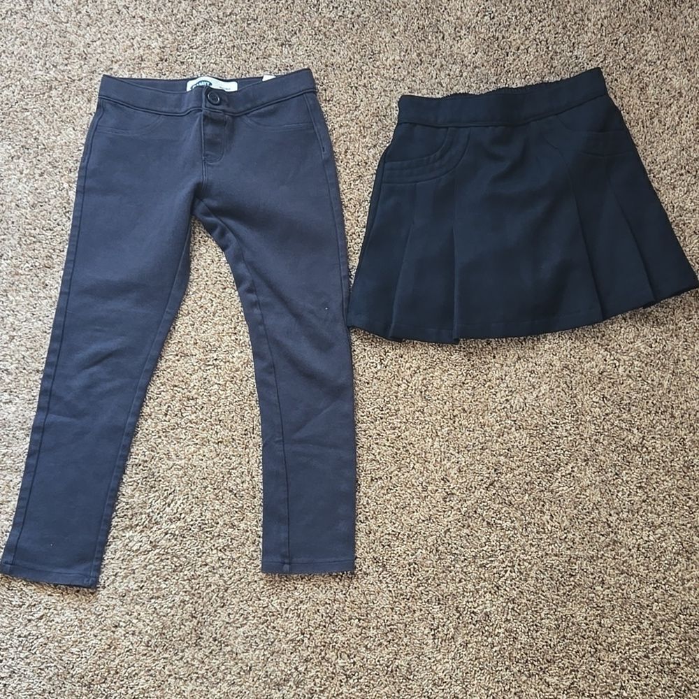 Girls Navy Blue School Uniform Skirt and Leggings